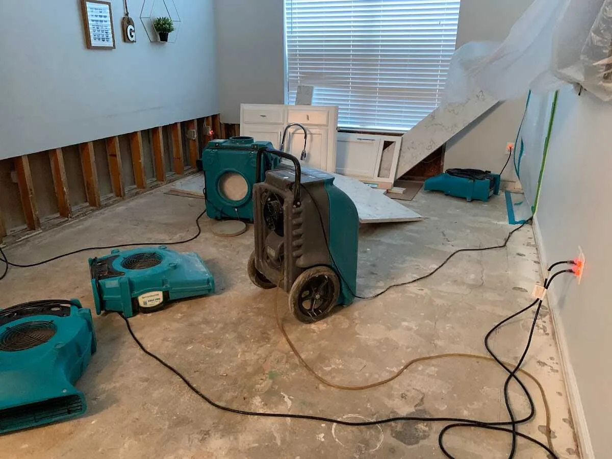 Dehumidifier in flood-cut room for Water Damage Restoration in Kodiak