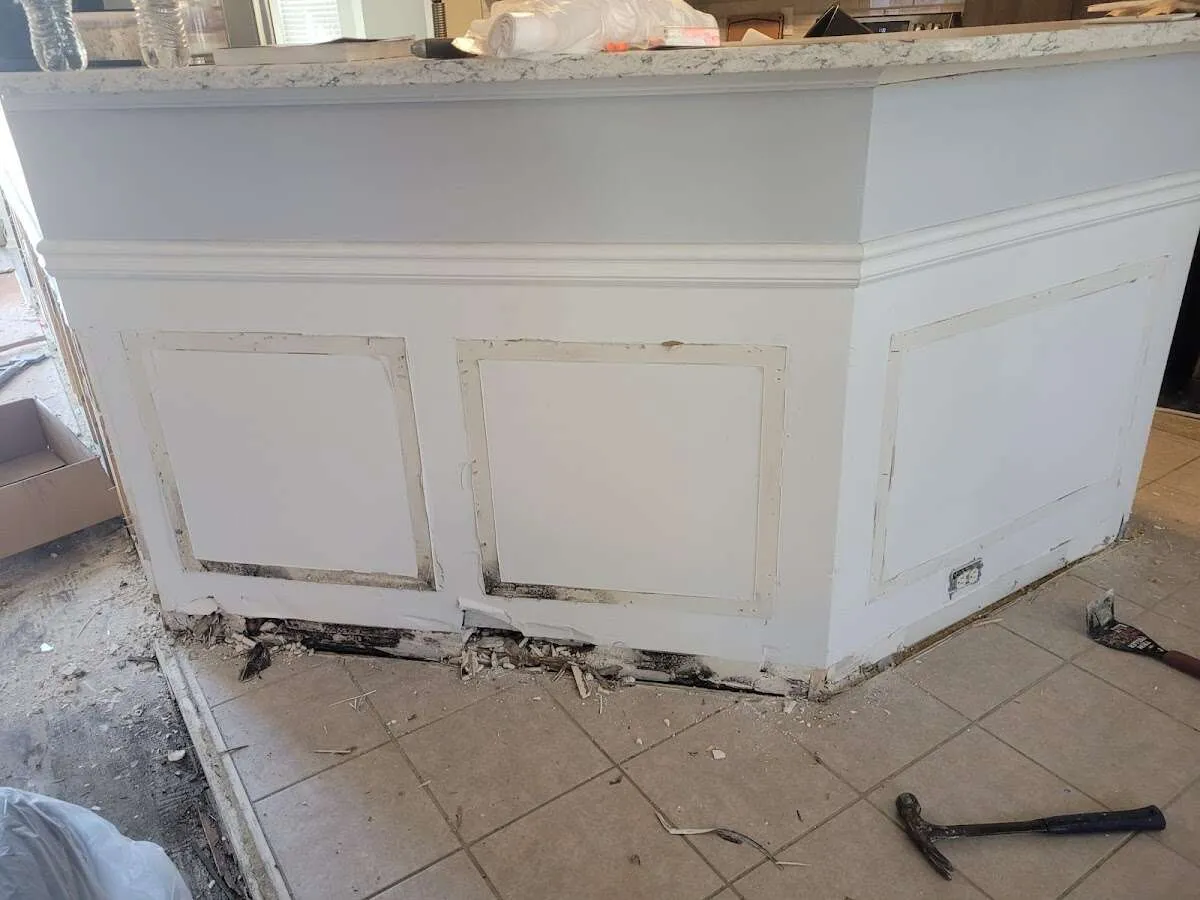 Water damage and mold on kitchen during Storm Damage Restoration in Kodiak